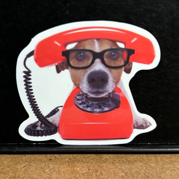 RED PHONE DOG STICKER - Picture 1 of 1